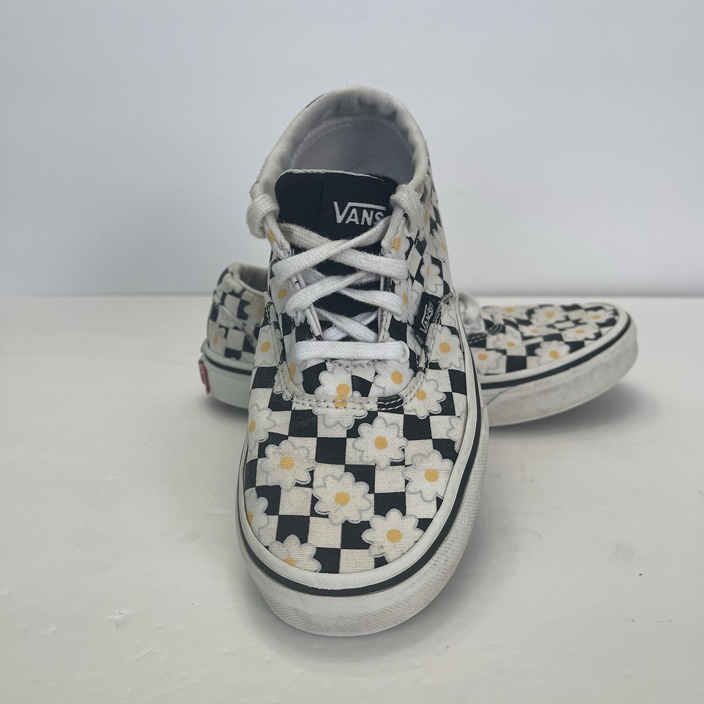 Vans Doheny Shoes‎ Youth Size 2.5 Flower Checkerboard Black White Daisy